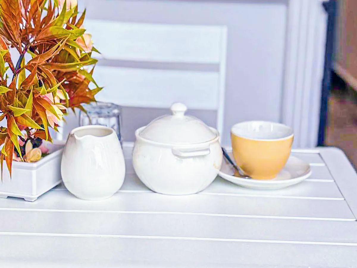 Tea and coffee, set out in the morning