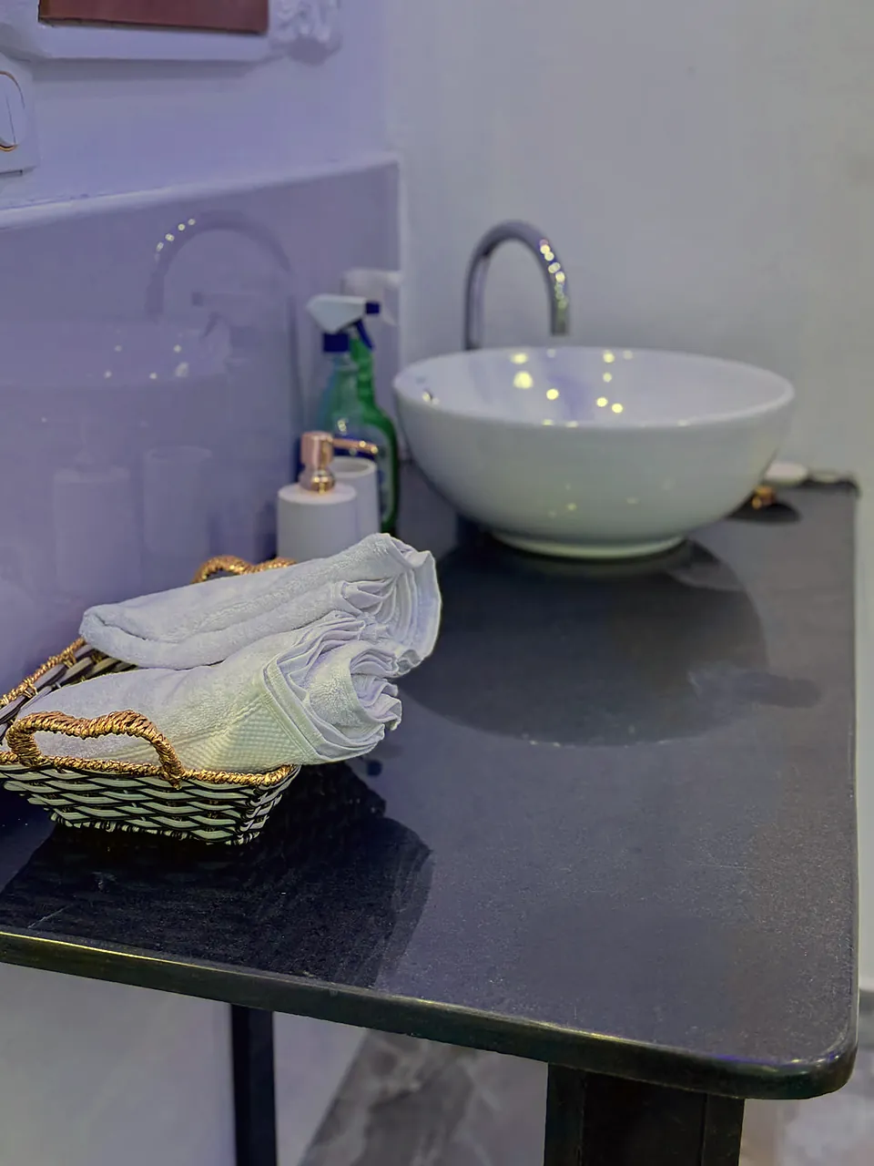 Fresh towels in a basket